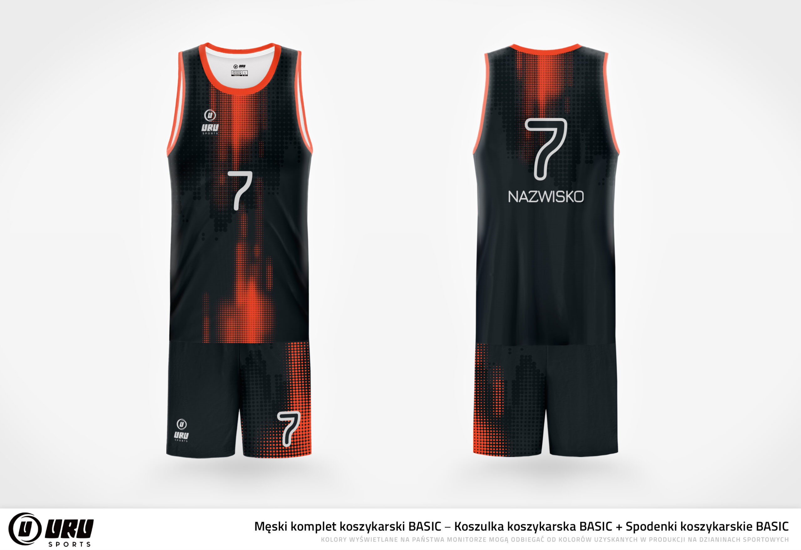 Stroje koszykarskie komplet BASIC czarno-czerwony