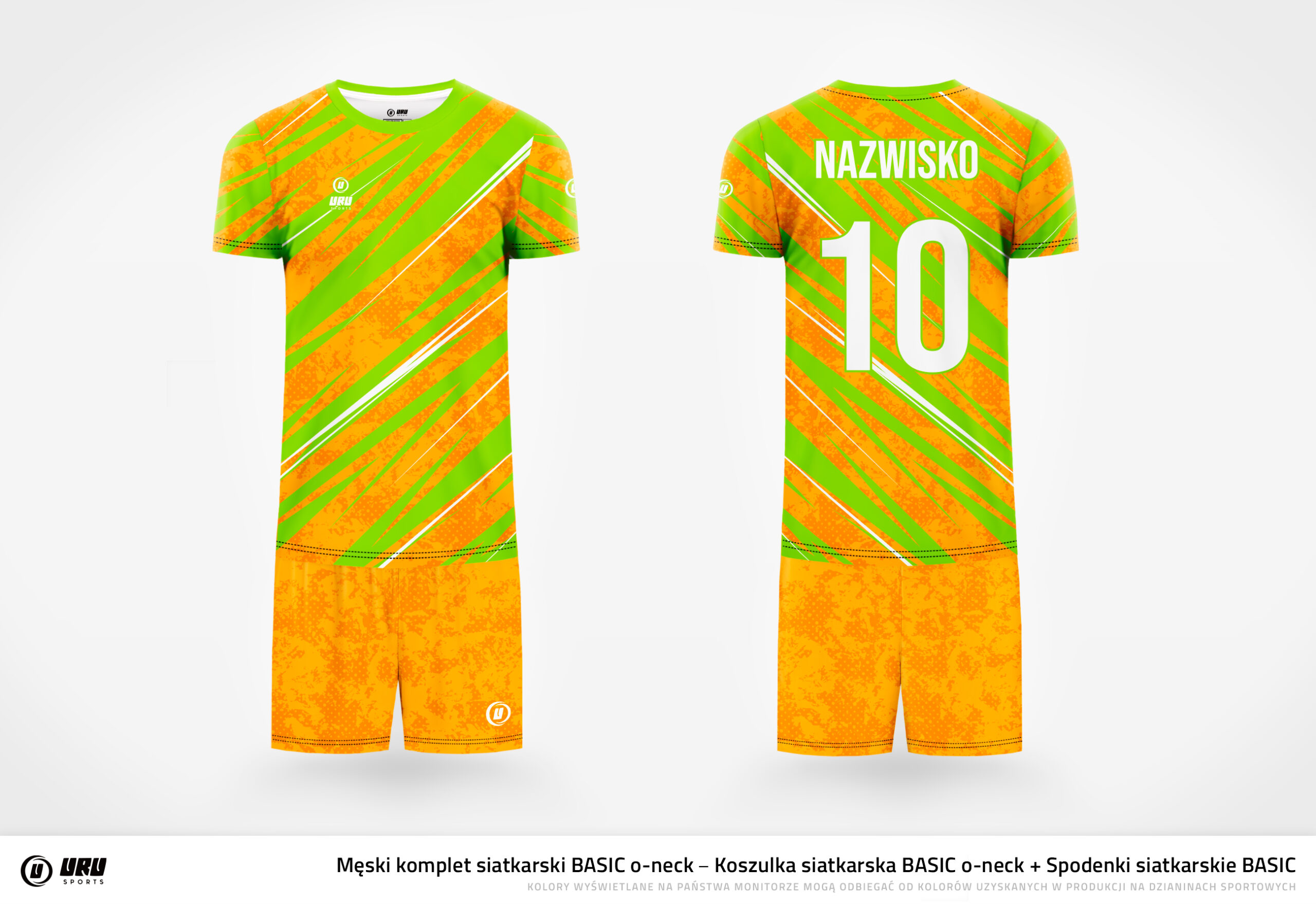 Stroje siatkarskie komplet BASIC limonkowo-pomarańczowy