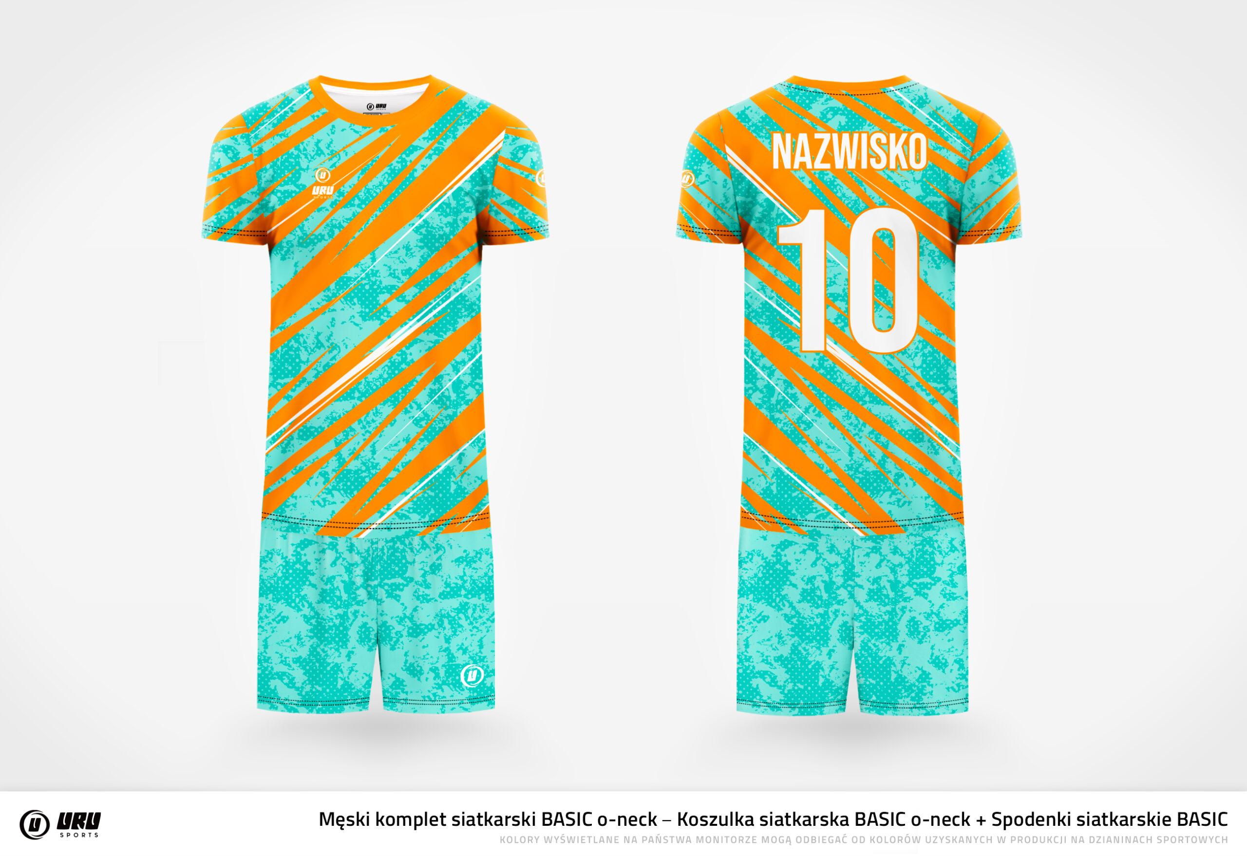 Stroje siatkarskie komplet BASIC turkusowo-pomarańczowy
