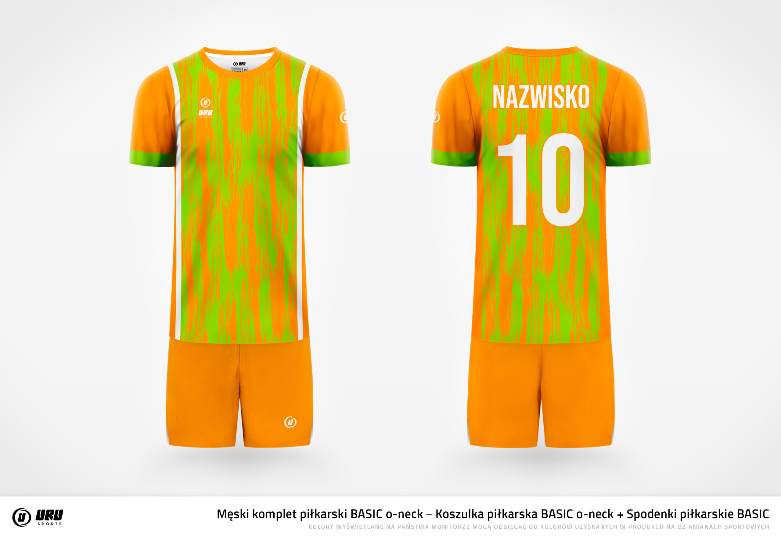 Stroje piłkarskie komplet BASIC limonkowo-pomarańczowy