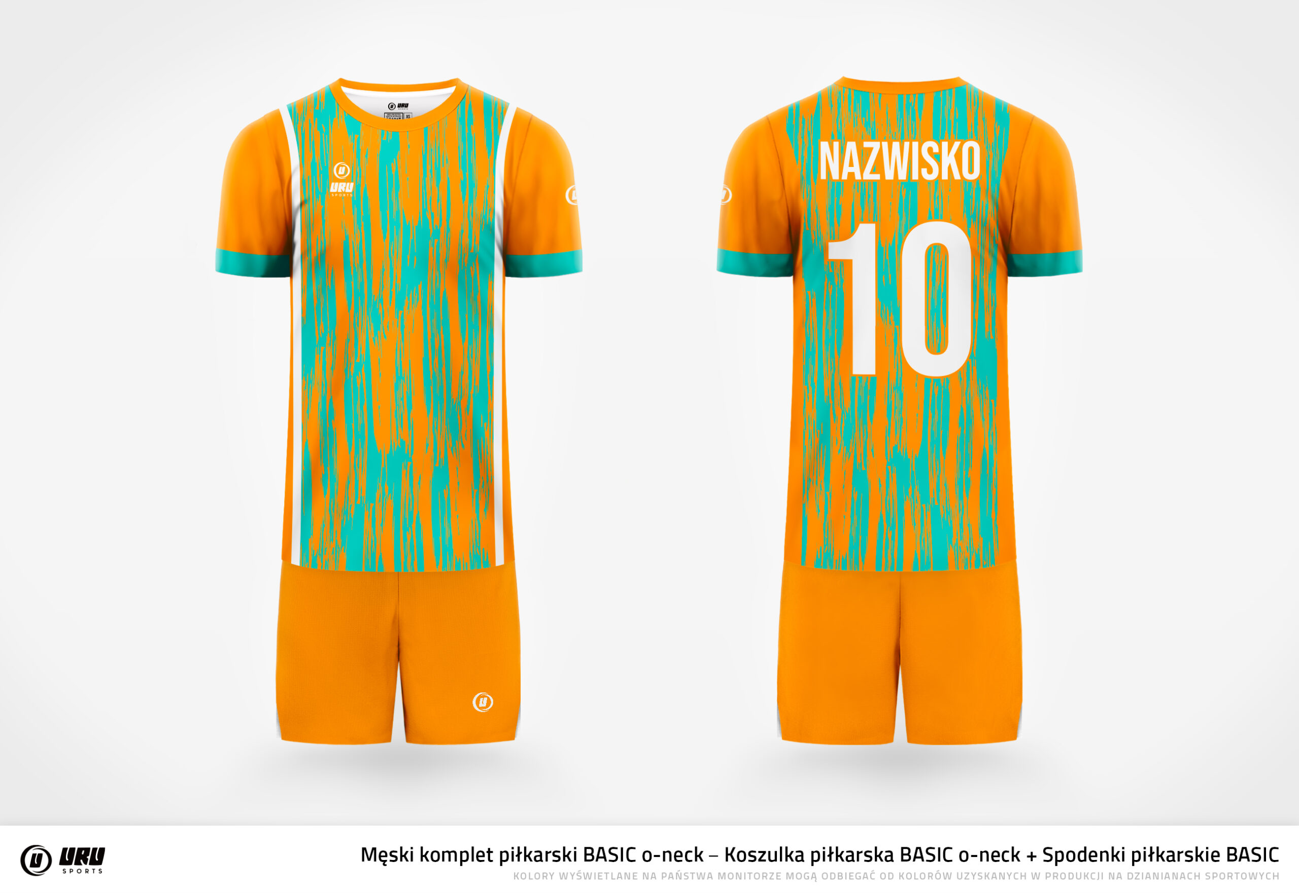 Stroje piłkarskie komplet BASIC turkusowo-pomarańczowy